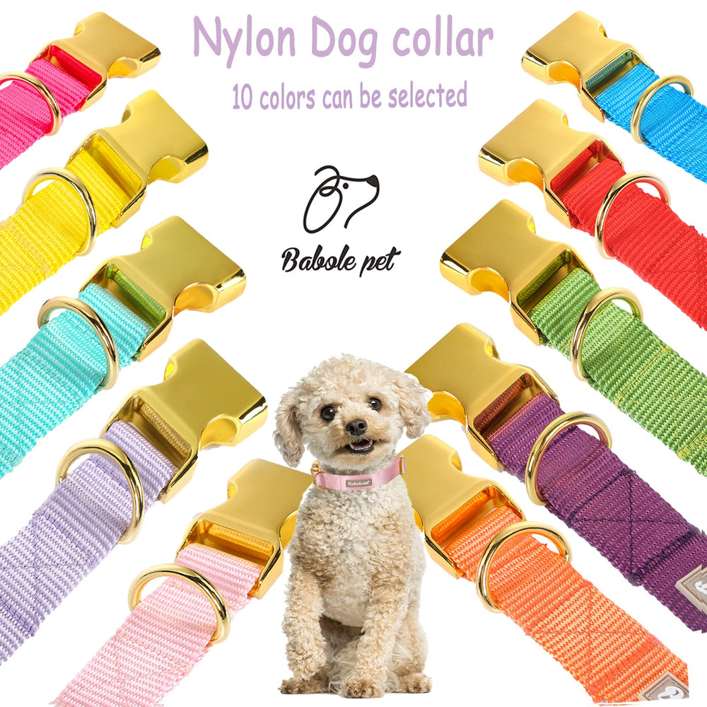 Babole Pet collar nylon rosado con cierre seguro, perfecto para paseos.