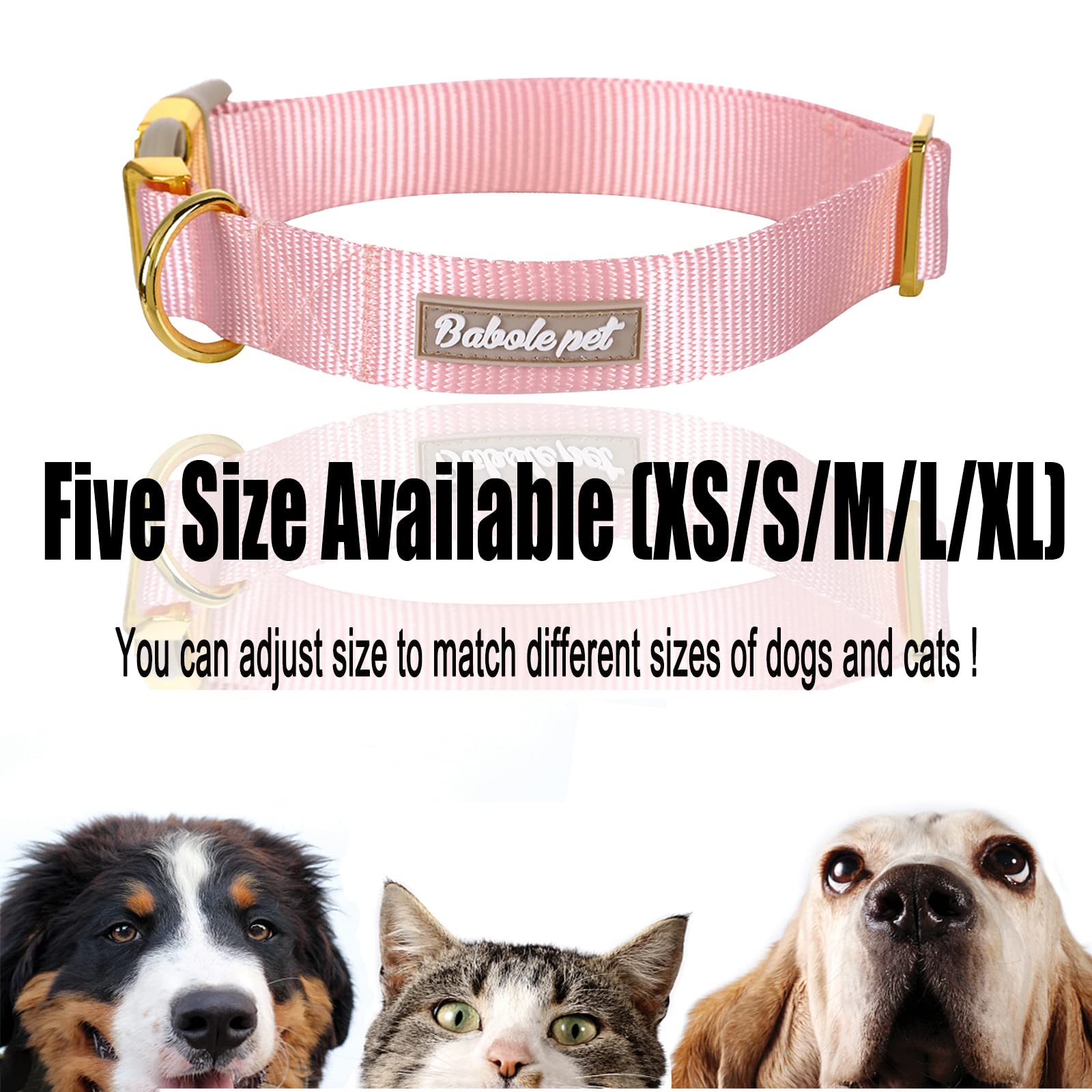 Babole Pet collar nylon rosado, regalo ideal para amantes de mascotas.