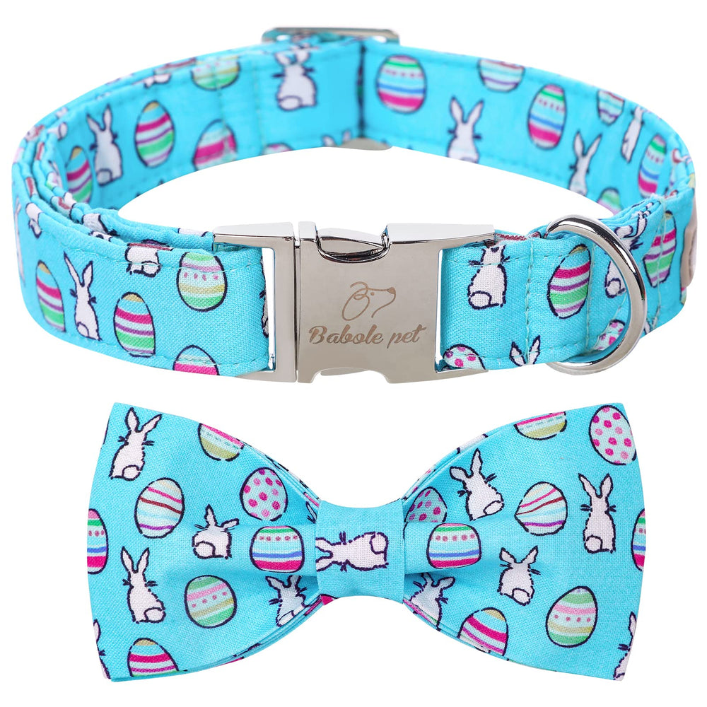 Collar Babole Pet con pajarita azul para Pascua, estilo festivo para fotos.