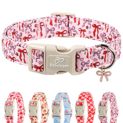 Babole Pet collar con corazón y lazo rosa, ideal para paseos diarios.
