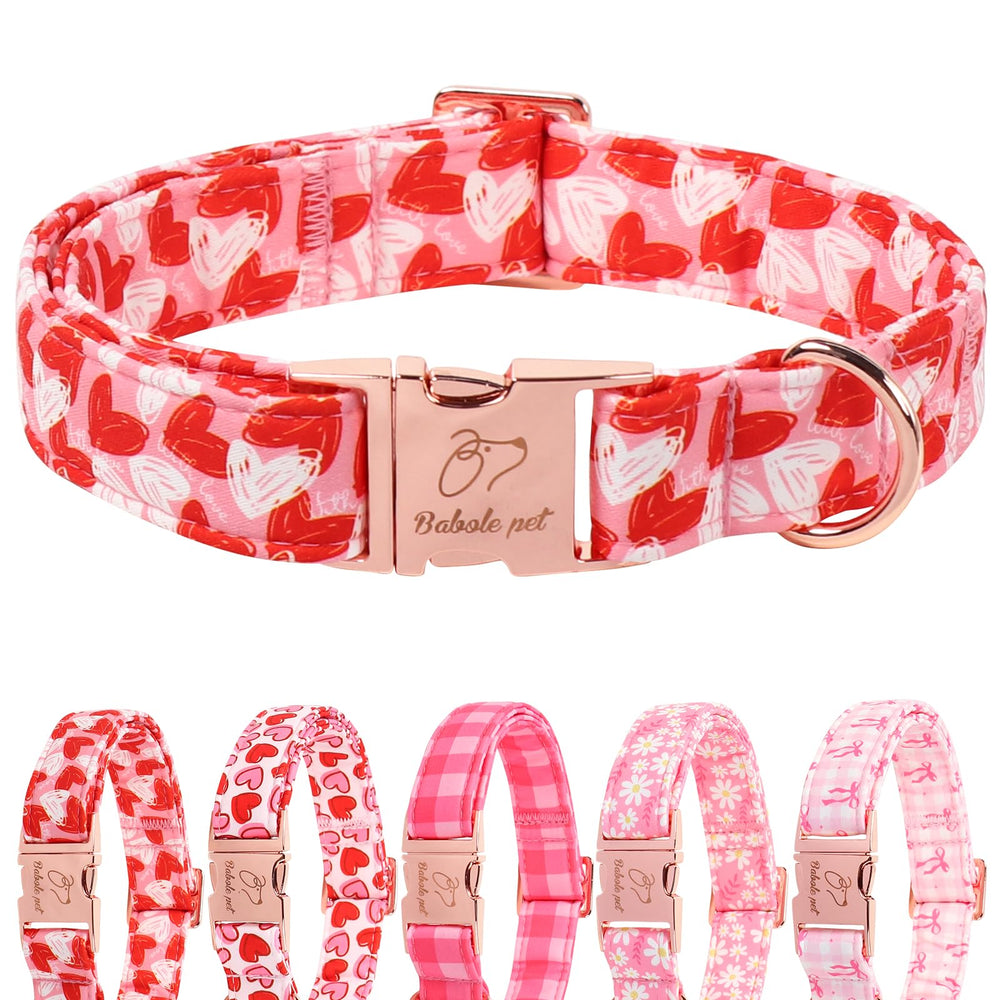 Babole Pet collar San Valentín con corazón rosa, ideal para sesiones de fotos.