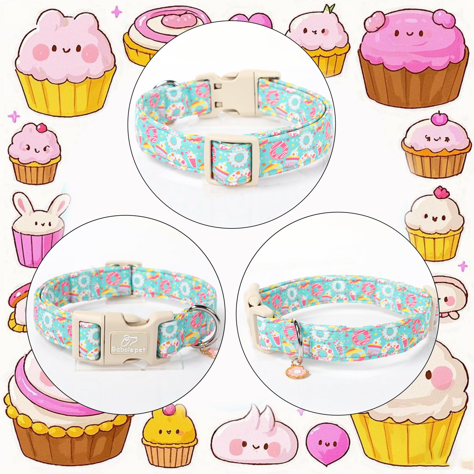Collar Babole Pet con anilla D metálica para la correa y durabilidad