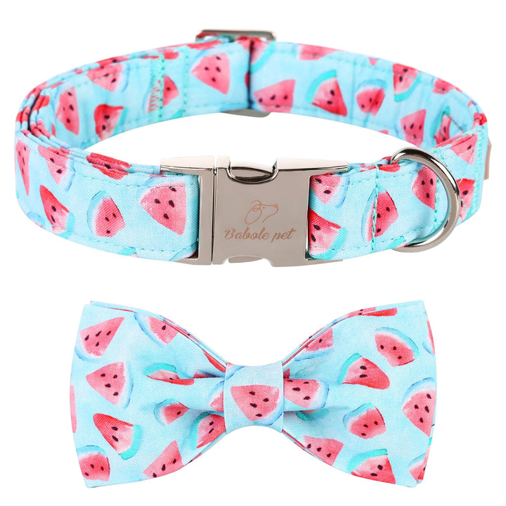Collar Babole Pet verano con lazo sandía, cómodo para paseos veraniegos