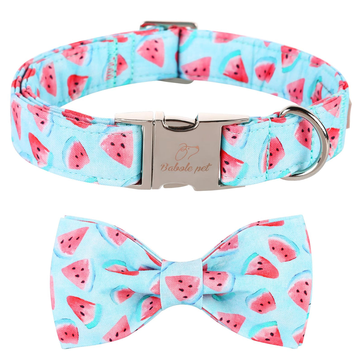 Collar Babole Pet verano con lazo sandía, cómodo para paseos veraniegos