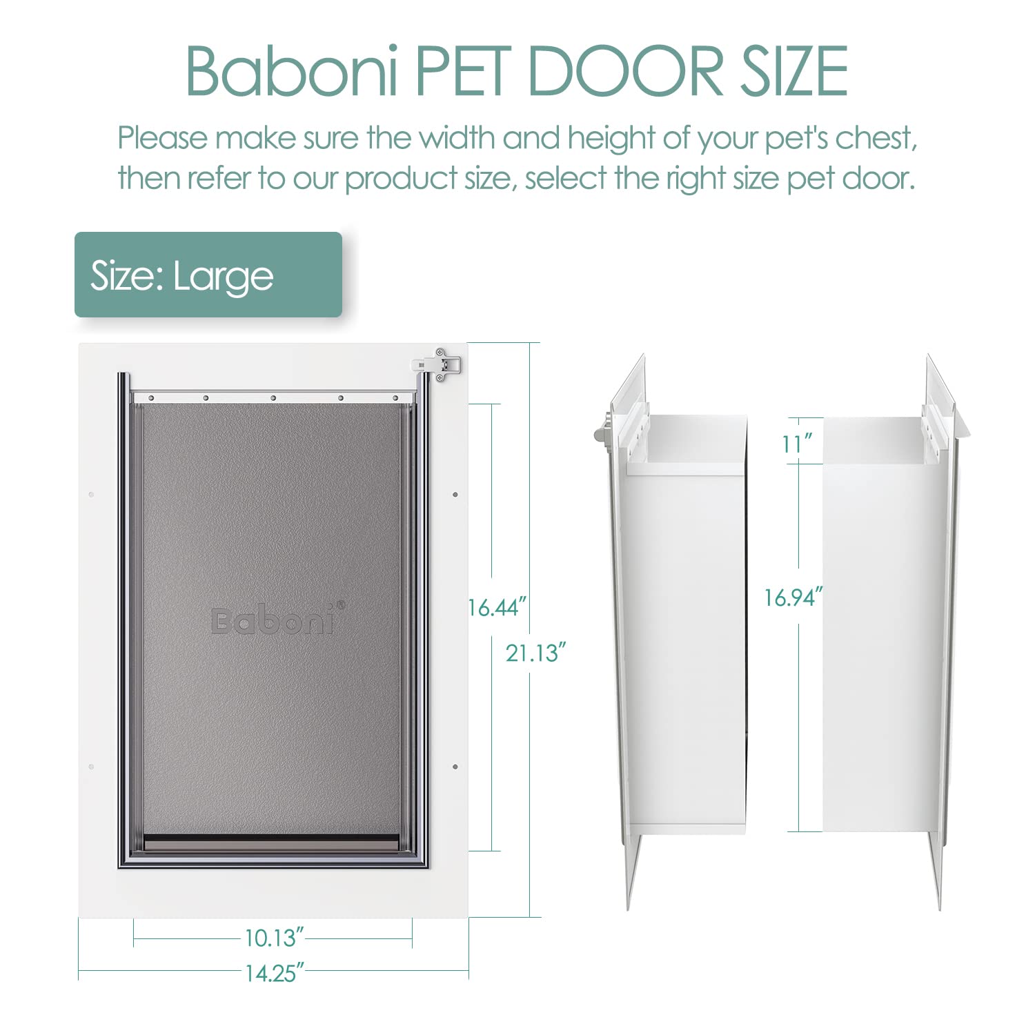Baboni puerta mascotas, cierre metal seguro