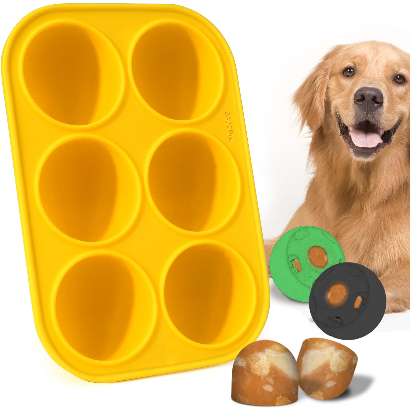 BABORUI molde silicona para perros con 6 cavidades XL, paletas fáciles de desmoldar