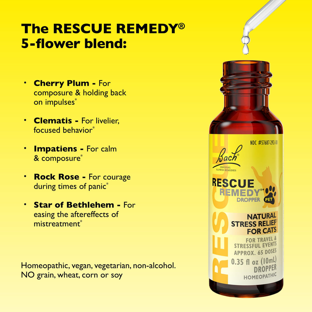Rescue Remedy para gatos, mezcla en comida o agua para tranquilidad