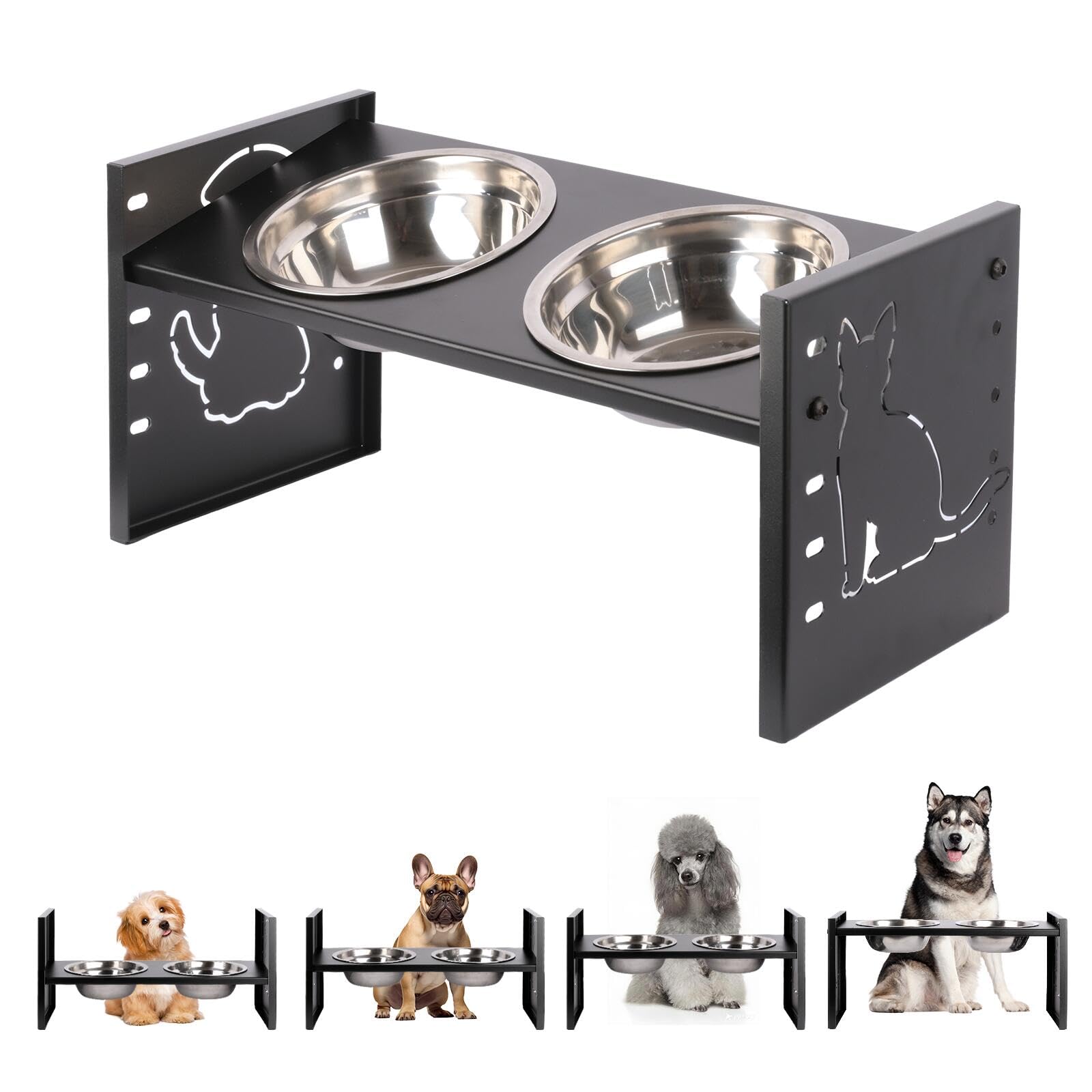 BACOENG comedero para perro elevado con base metálica, diseño estable.