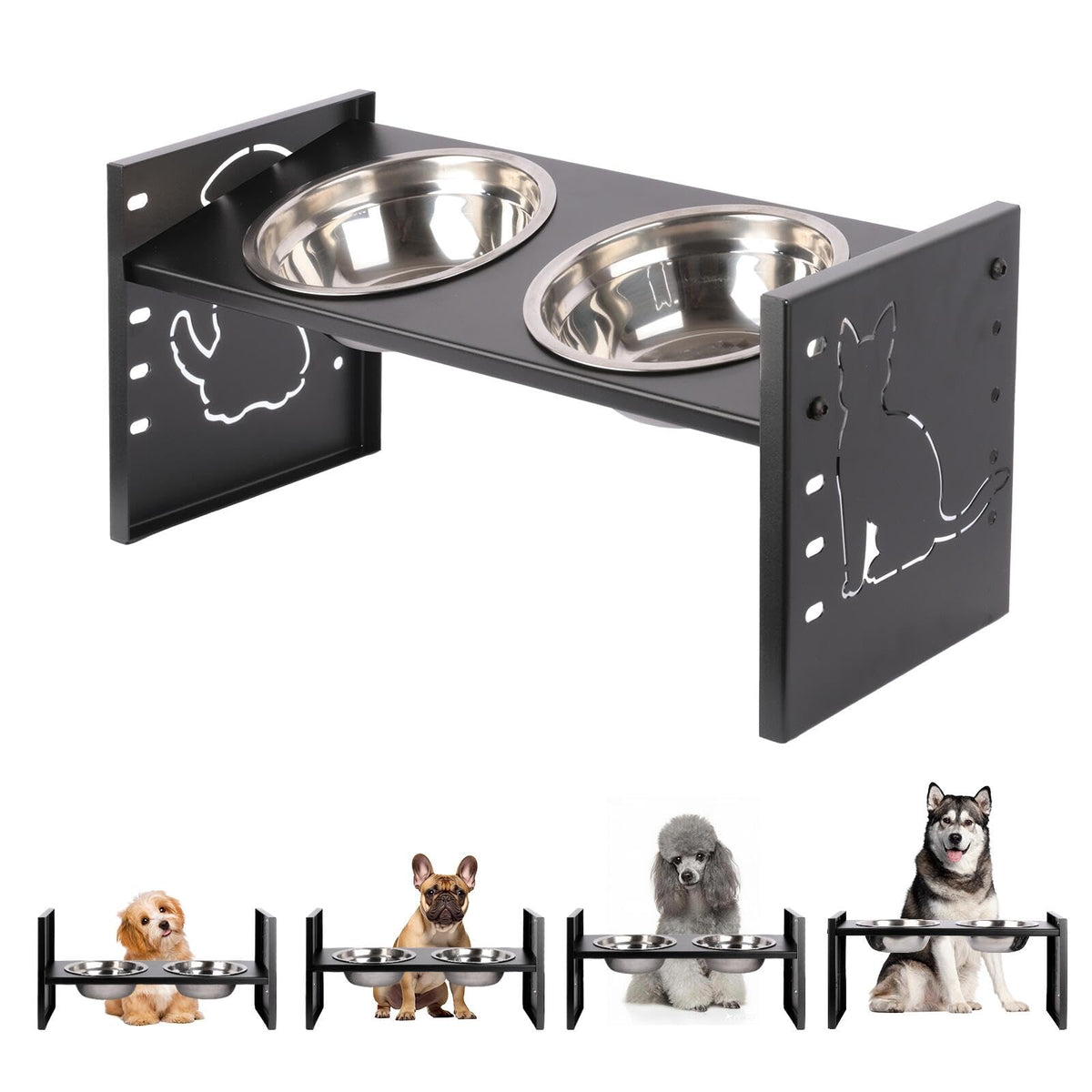 BACOENG comedero para perro elevado con base metálica, diseño estable.