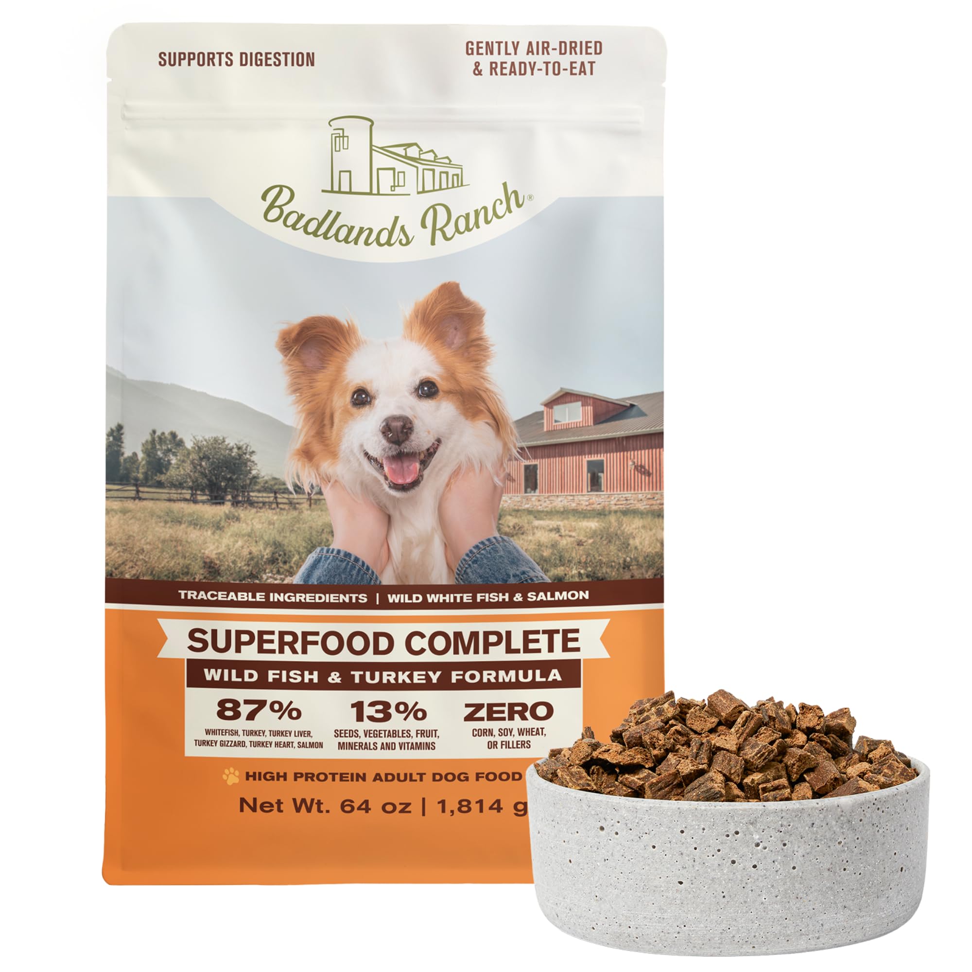 BADLANDS RANCH al alimento para perros, formato seco y aireado para una dieta completa.