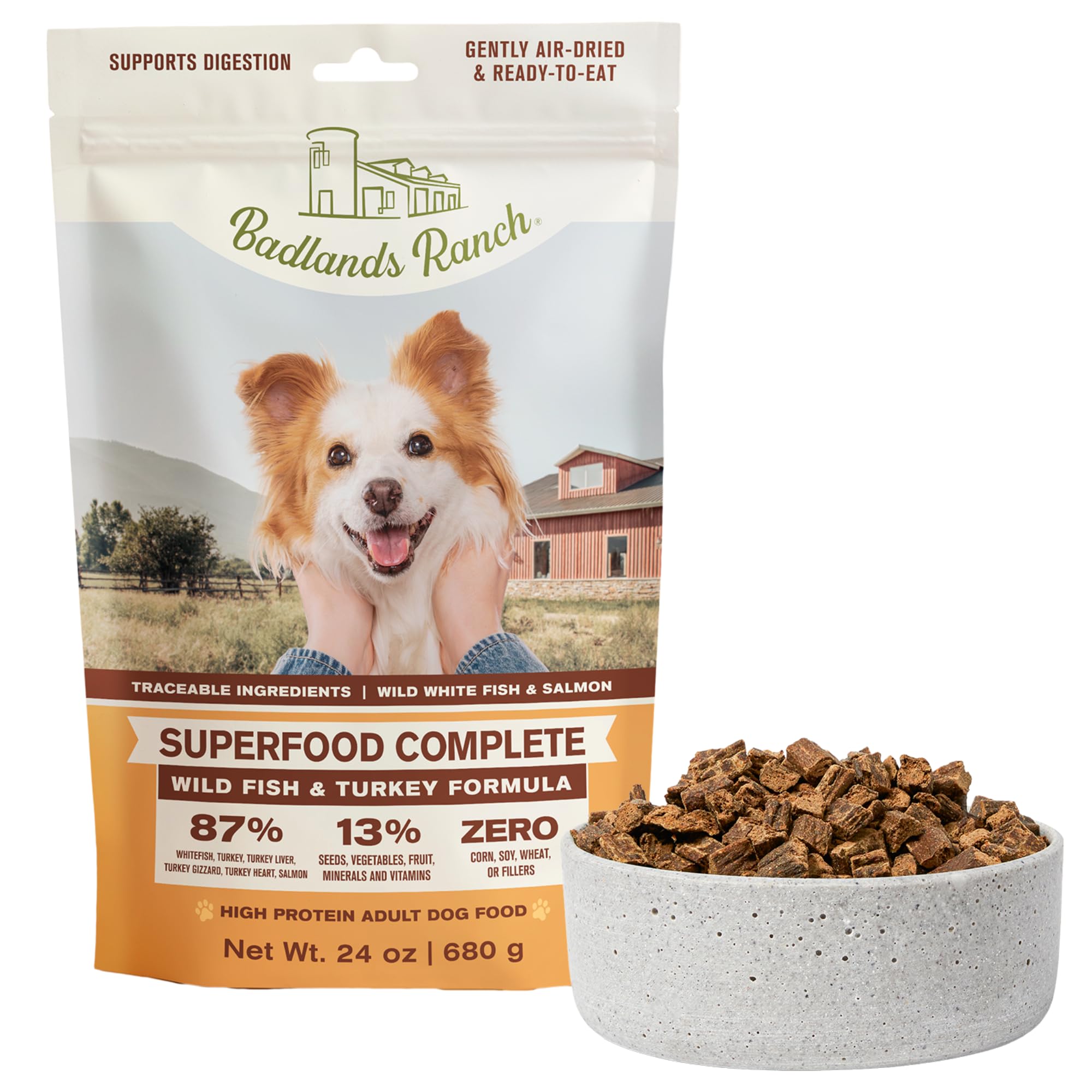 BADLANDS RANCH alimento para perros seco con pescado y pavo para nutrición diaria
