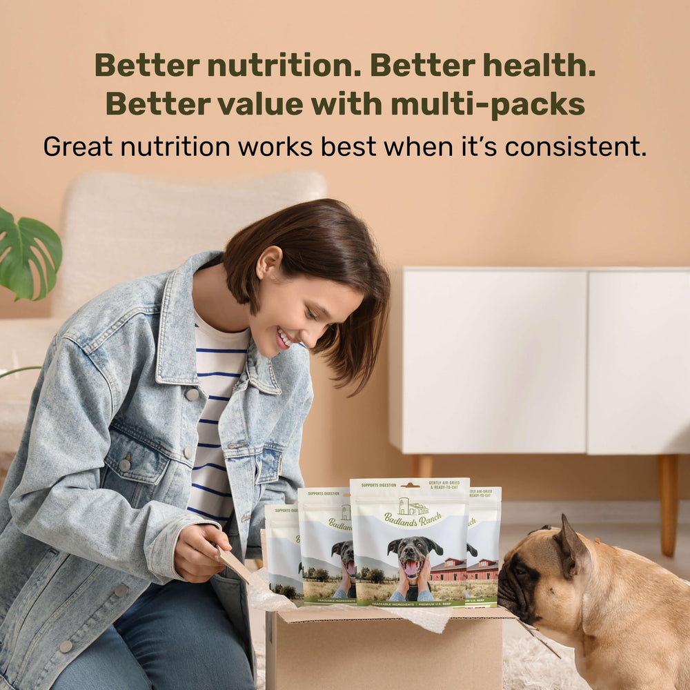 BADLANDS RANCH porciones fáciles de medir para una alimentación precisa.