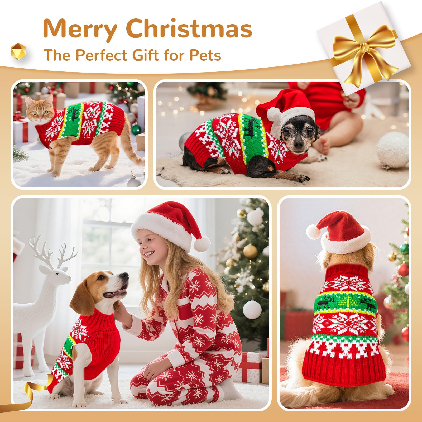 baejmjk sudadera navidad perro cuello alto, mantiene calor en paseos fríos