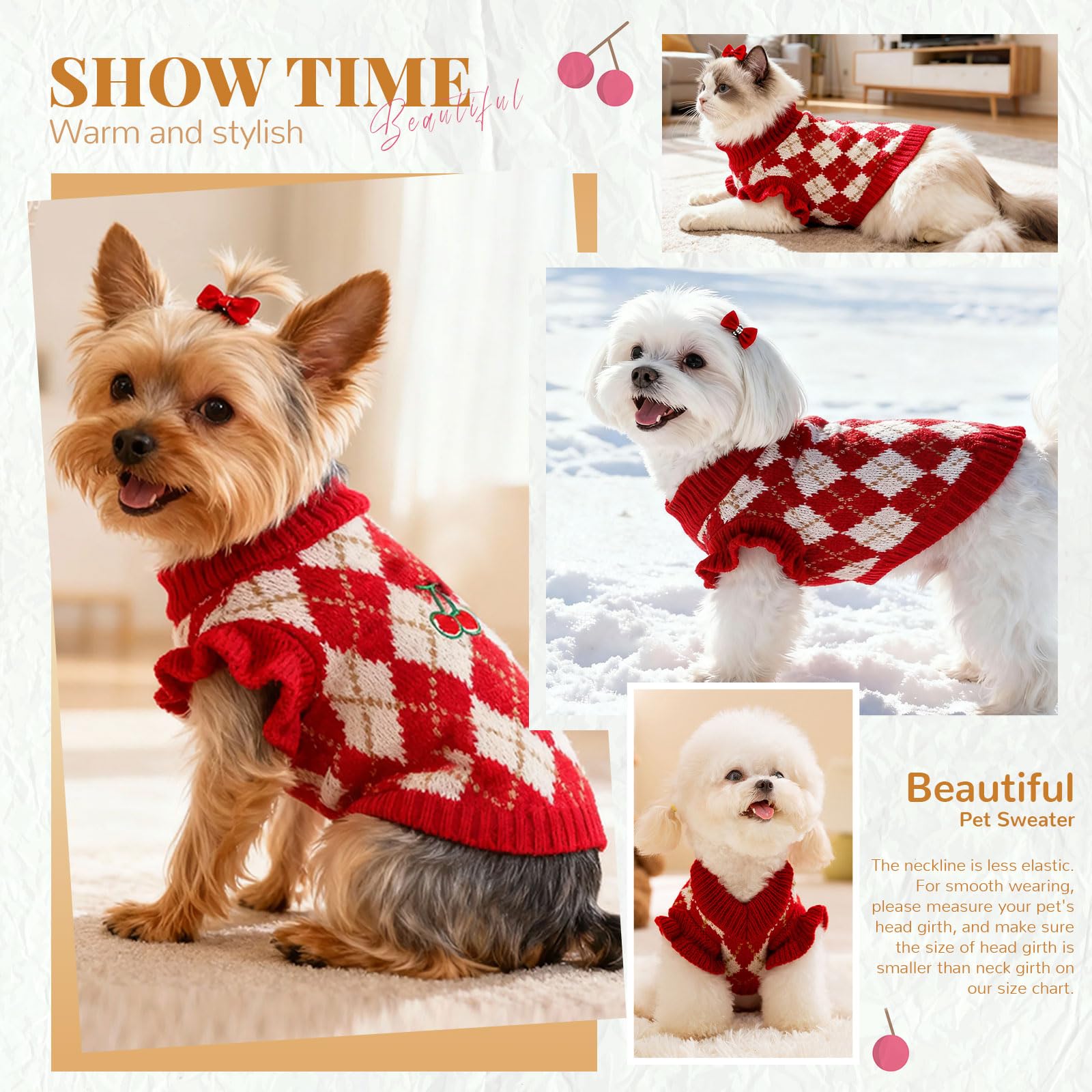 BAEJMJK detalle tejido suave de la sudadera para perro Rojo Cereza, confort para cada paseo.