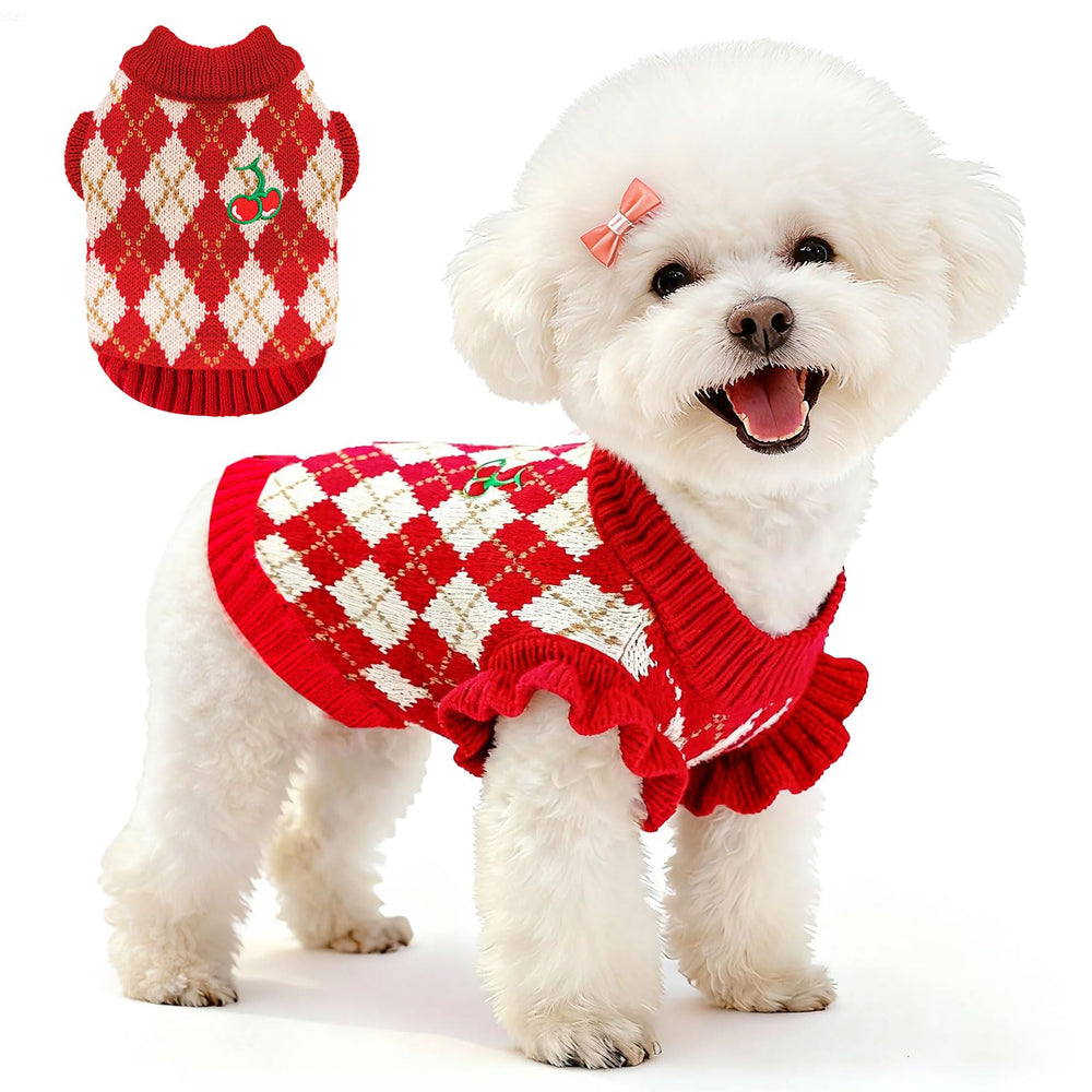 BAEJMJK sudadera para perro, vista frontal en Rojo Cereza, ideal para paseos.