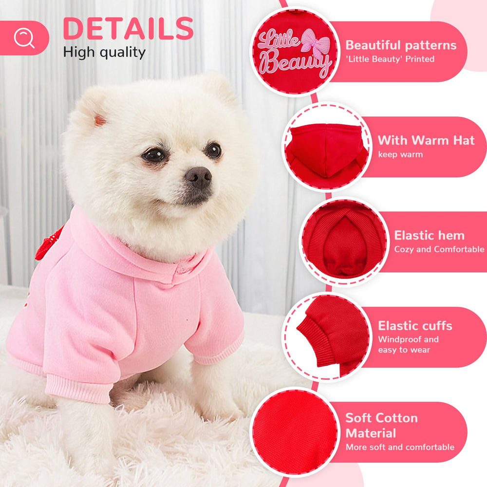 BAEJMJK suéter con capucha para perro pequeño, diseño con lazo