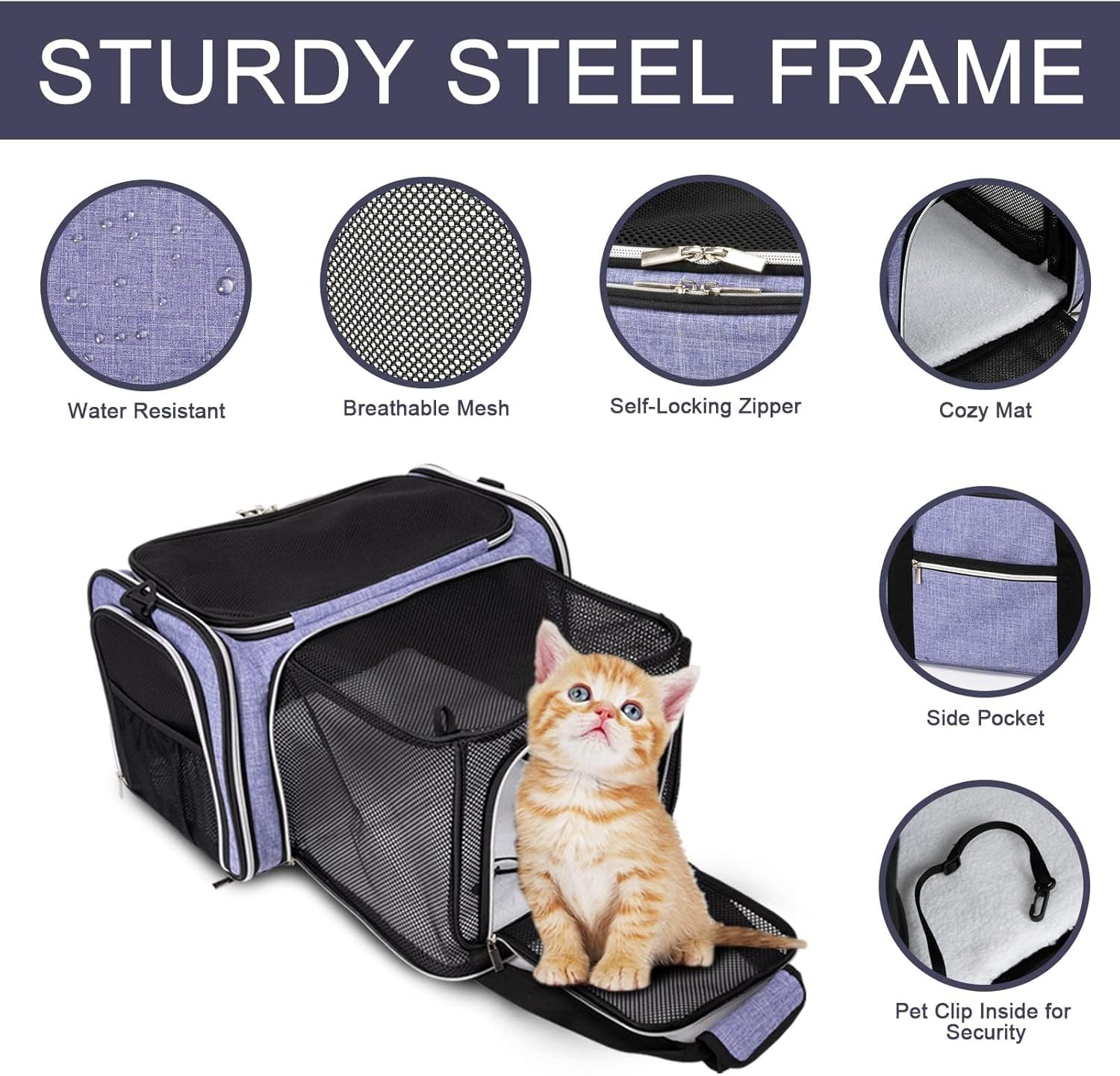 La bolsa BAGLHER para gatos con cinco lados de malla ofrece visibilidad y aire.