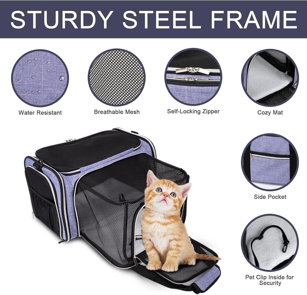 La bolsa BAGLHER para gatos con cinco lados de malla ofrece visibilidad y aire.