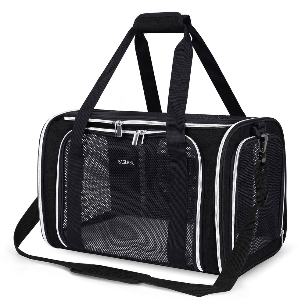 Baglher transportín blando para mascotas, ideal para viajes cortos y cómodos.
