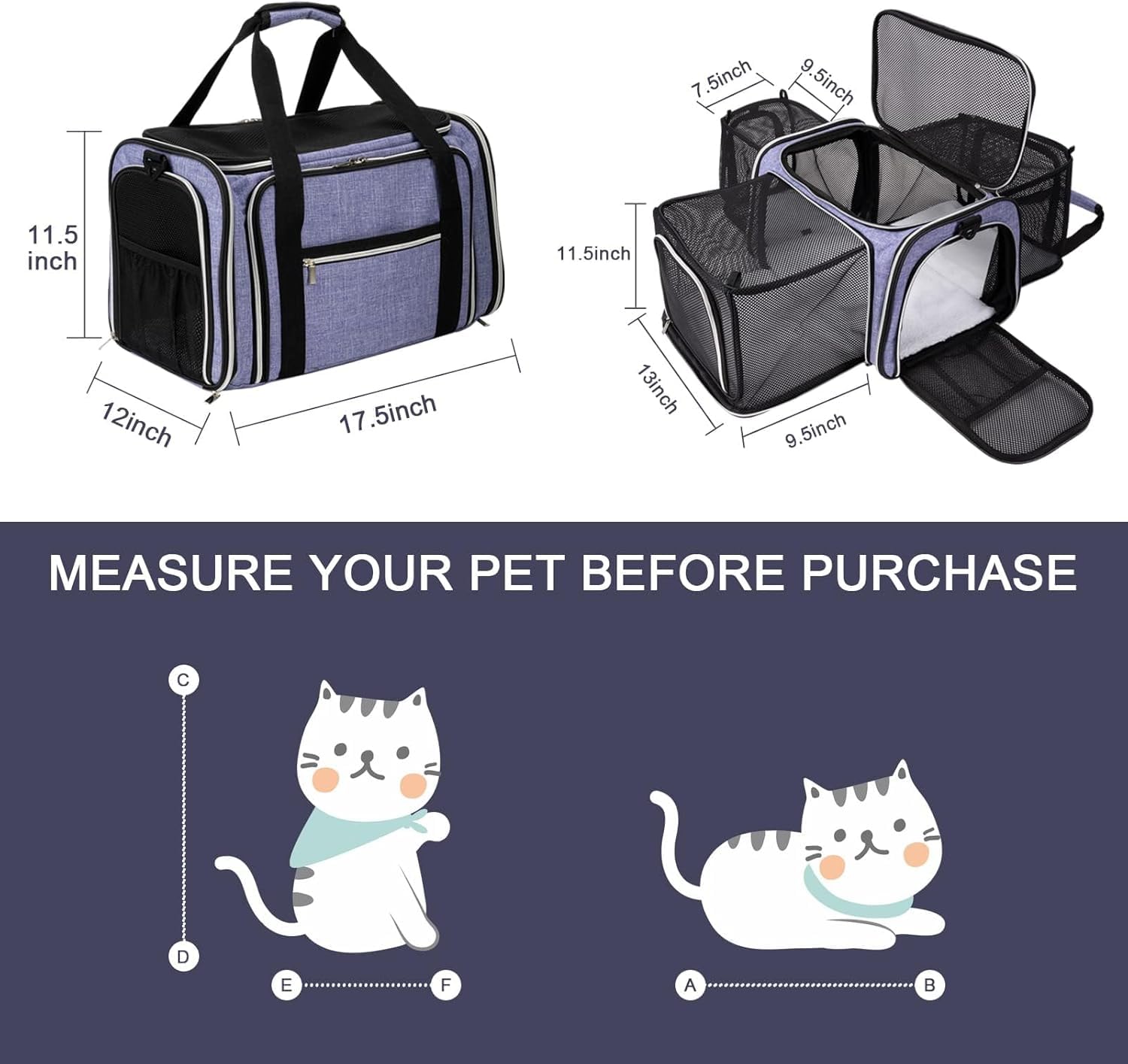 La bolsa BAGLHER para perros expandible en tres lados, ideal para viajes en coche.