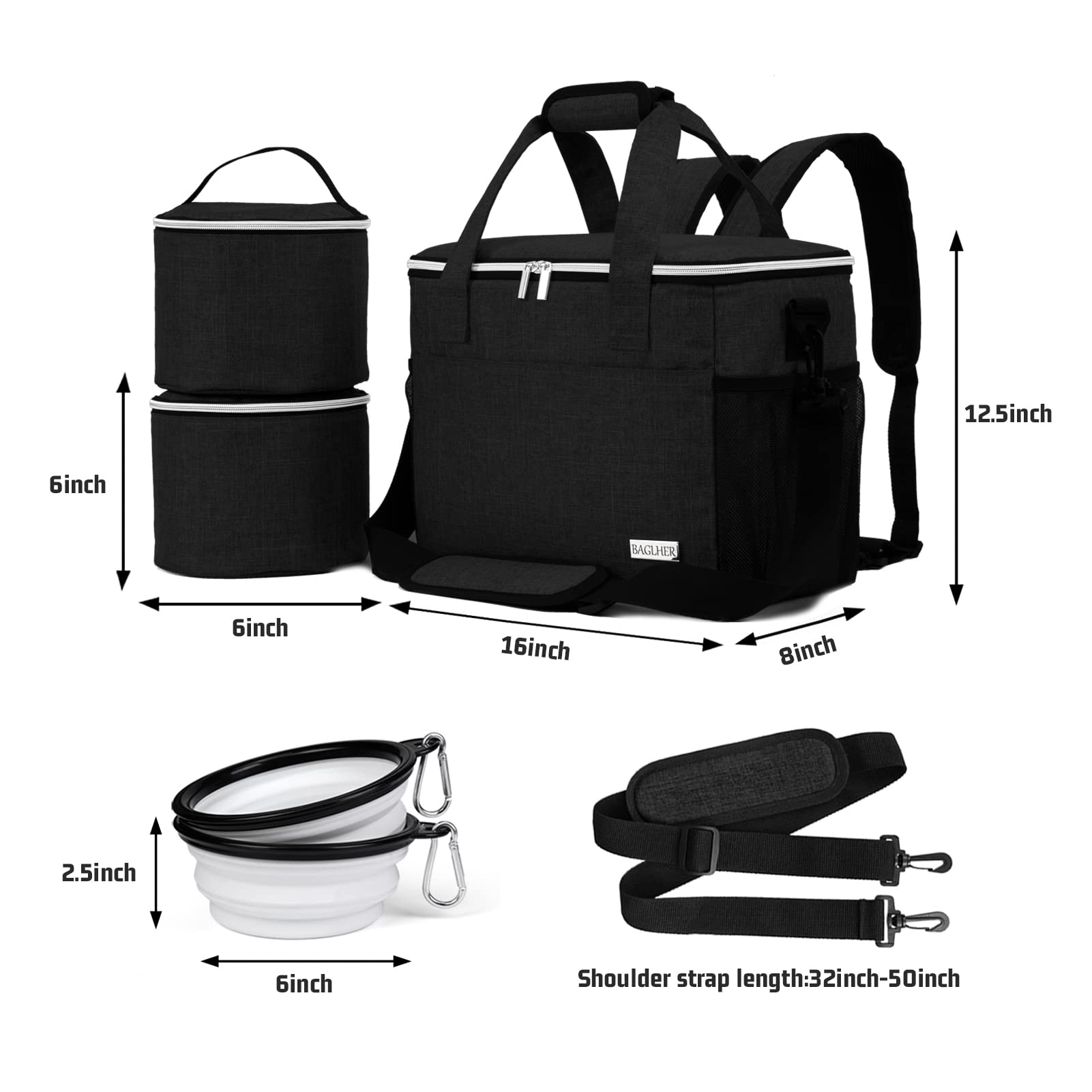 Baglher capacidad 25 litros: espacio amplio para accesorios y suministros de mascotas.