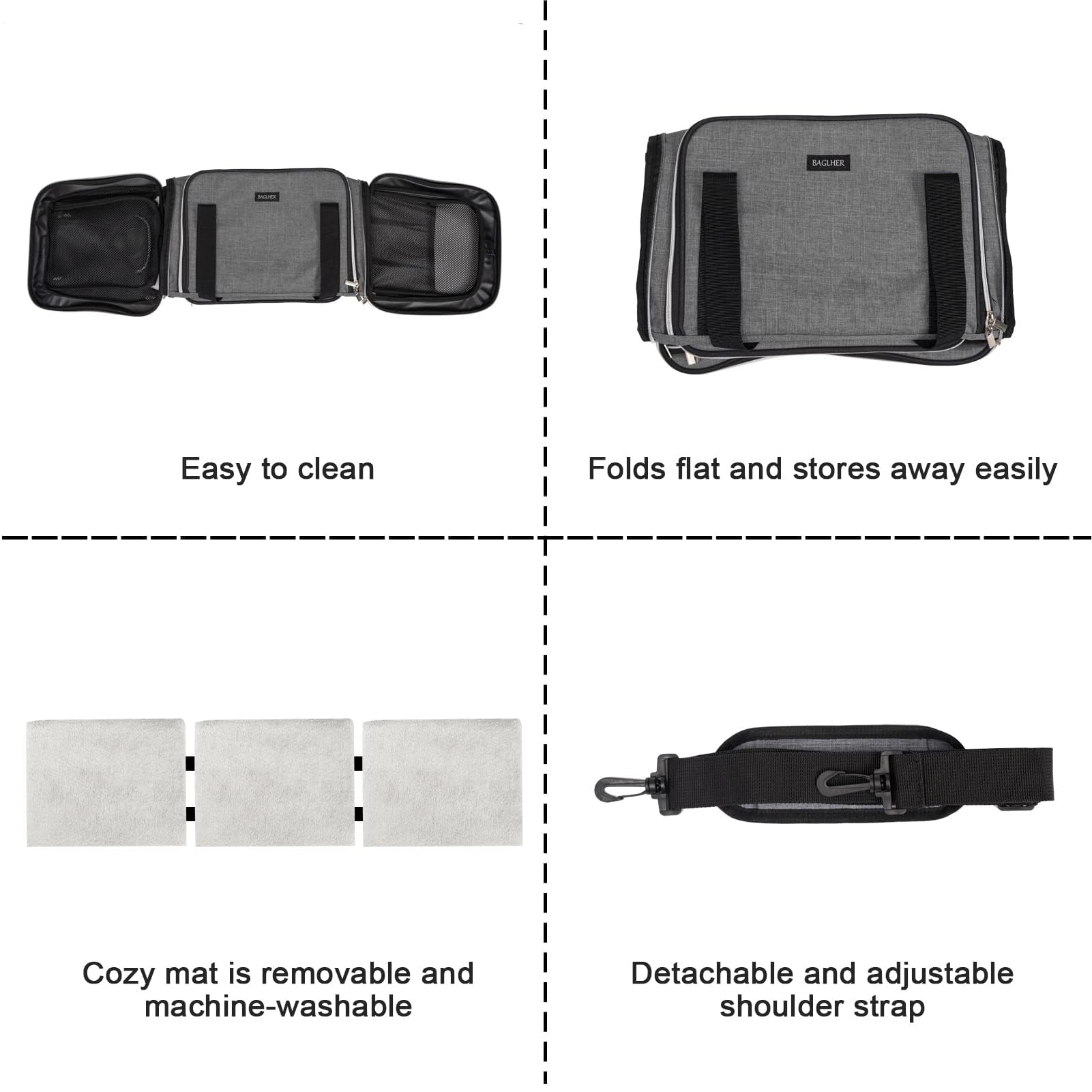 BAGLHER con cinturón y correa para coche