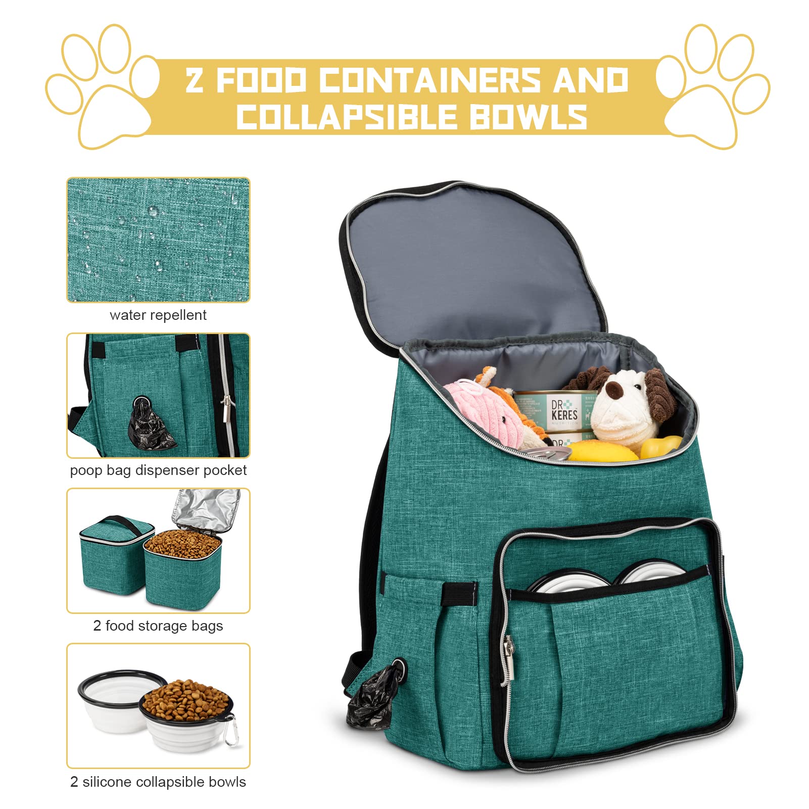 Dispensadores de silicona BAGLHER dobles, cuencos plegables para comer de inmediato.