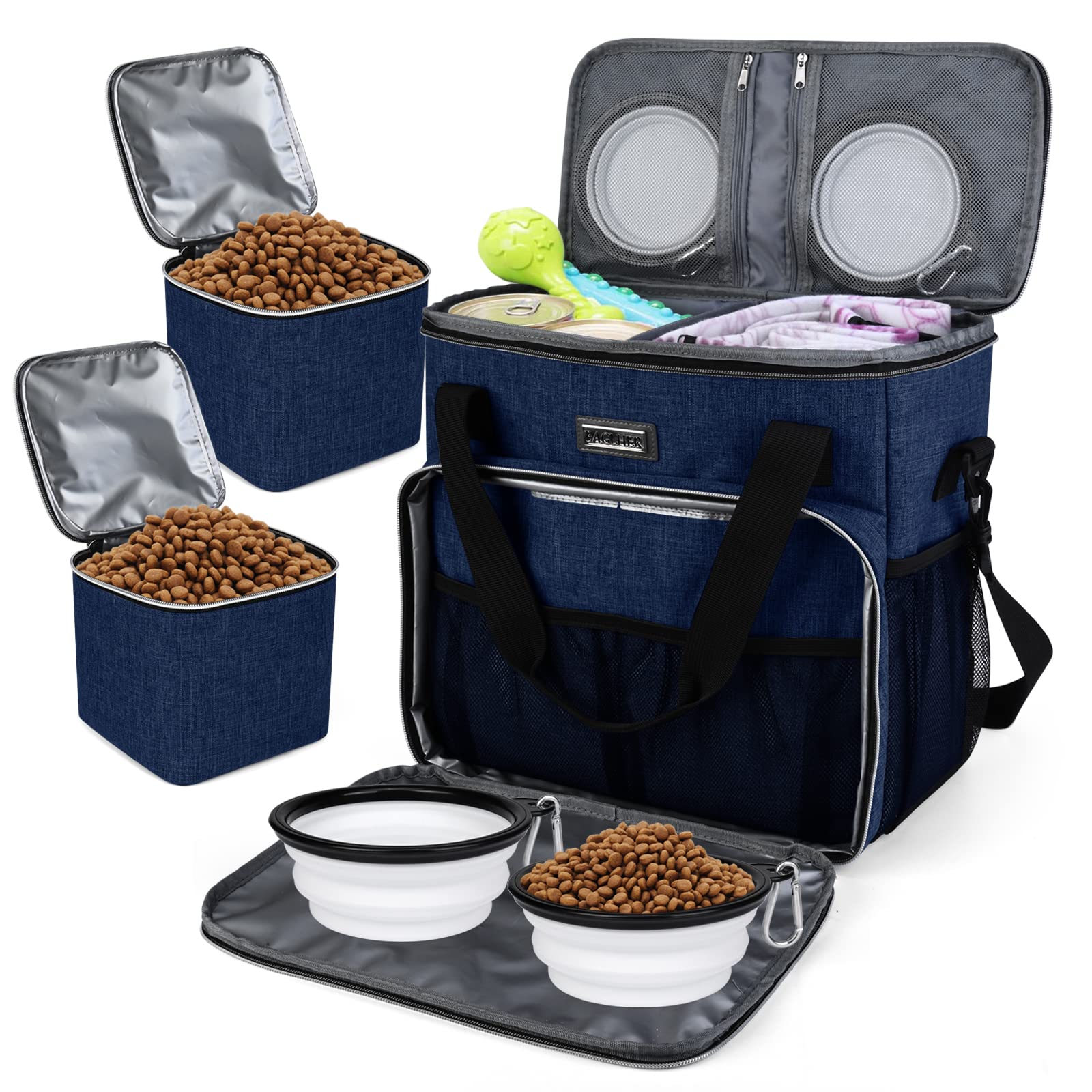 BAGLHER bolsa de viaje para perros, exterior azul oscuro, ideal para viajar con tu mascota.