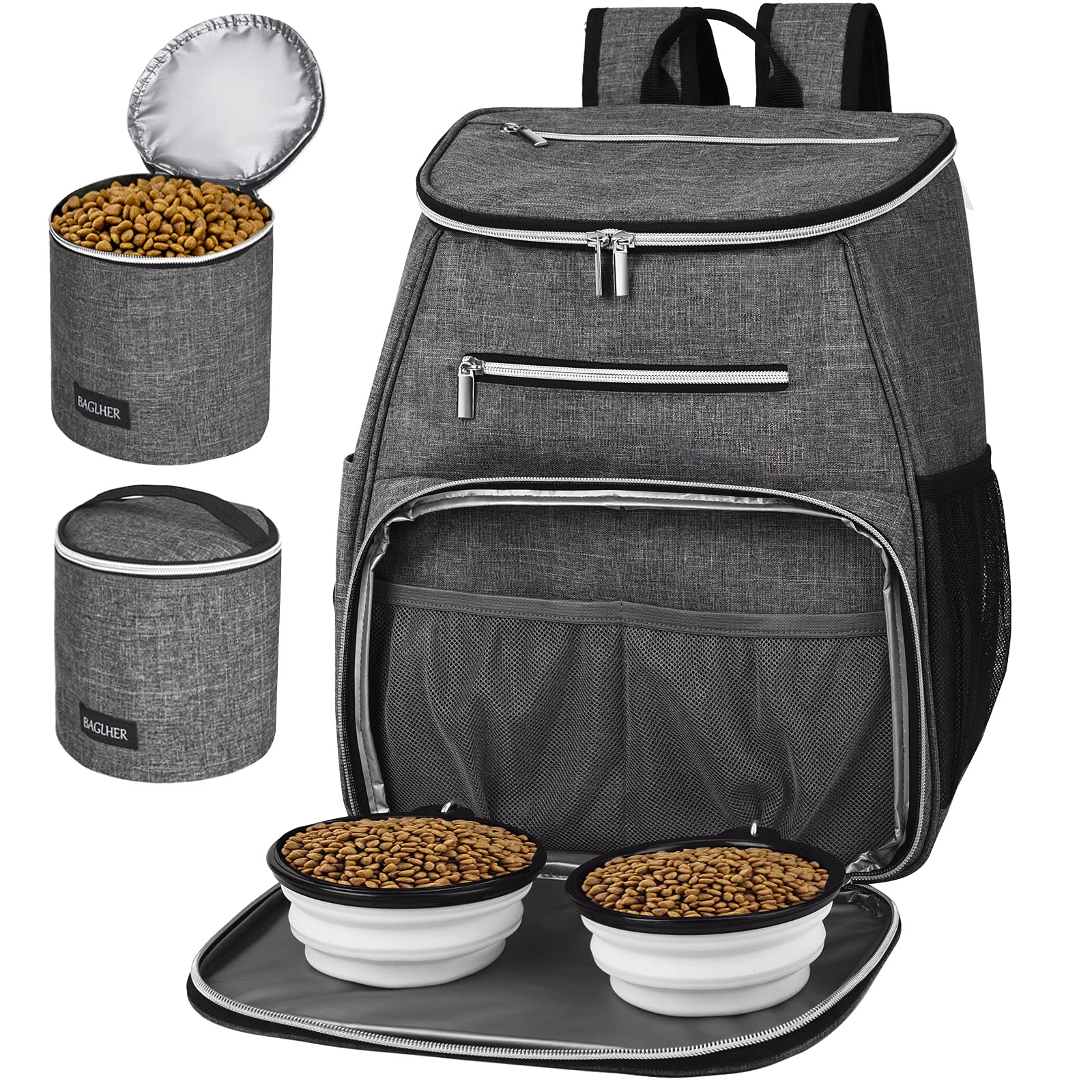 Mochila BAGLHER para viaje de perro gris, ideal para salidas con mascotas.