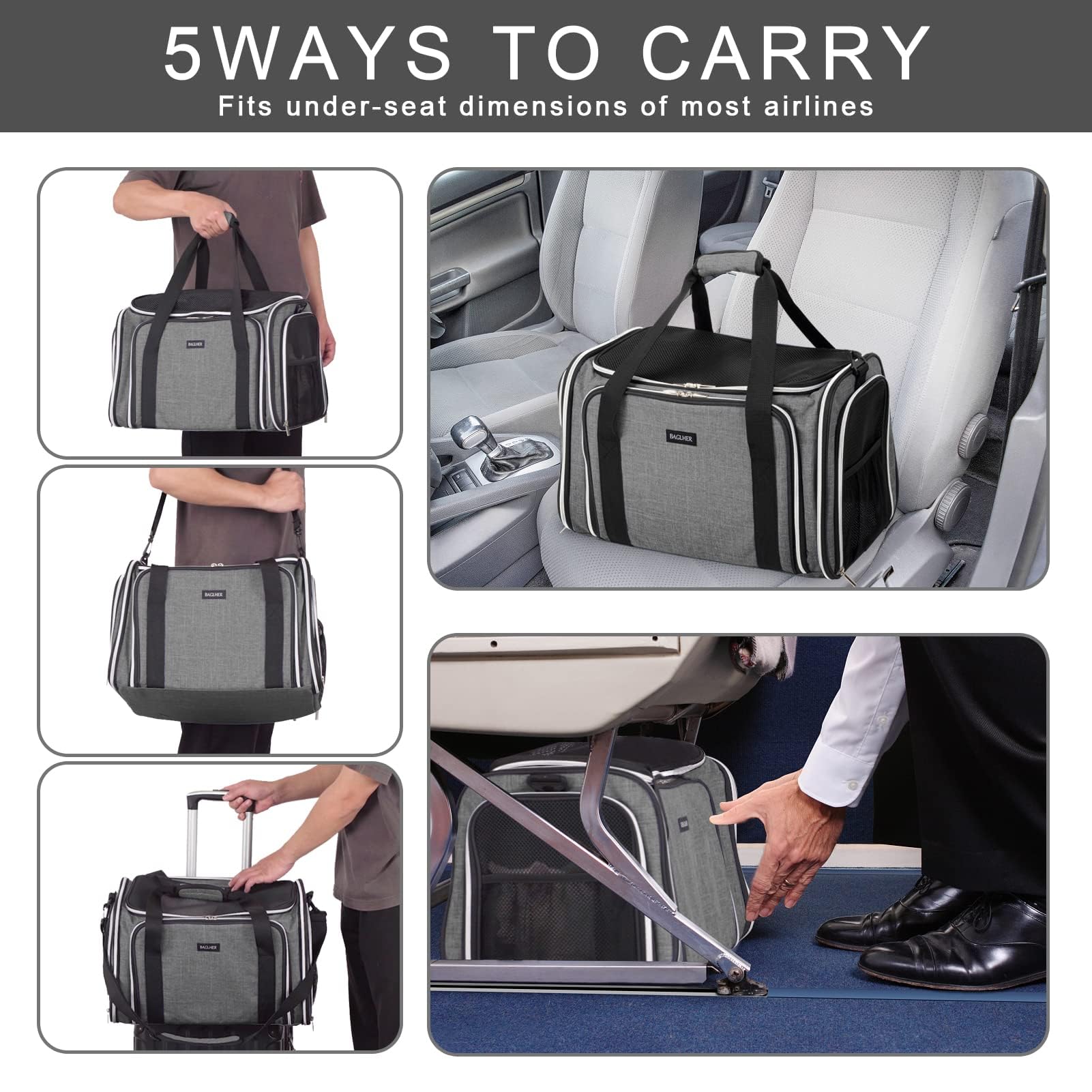 BAGLHER transportín de poliéster y malla resistente