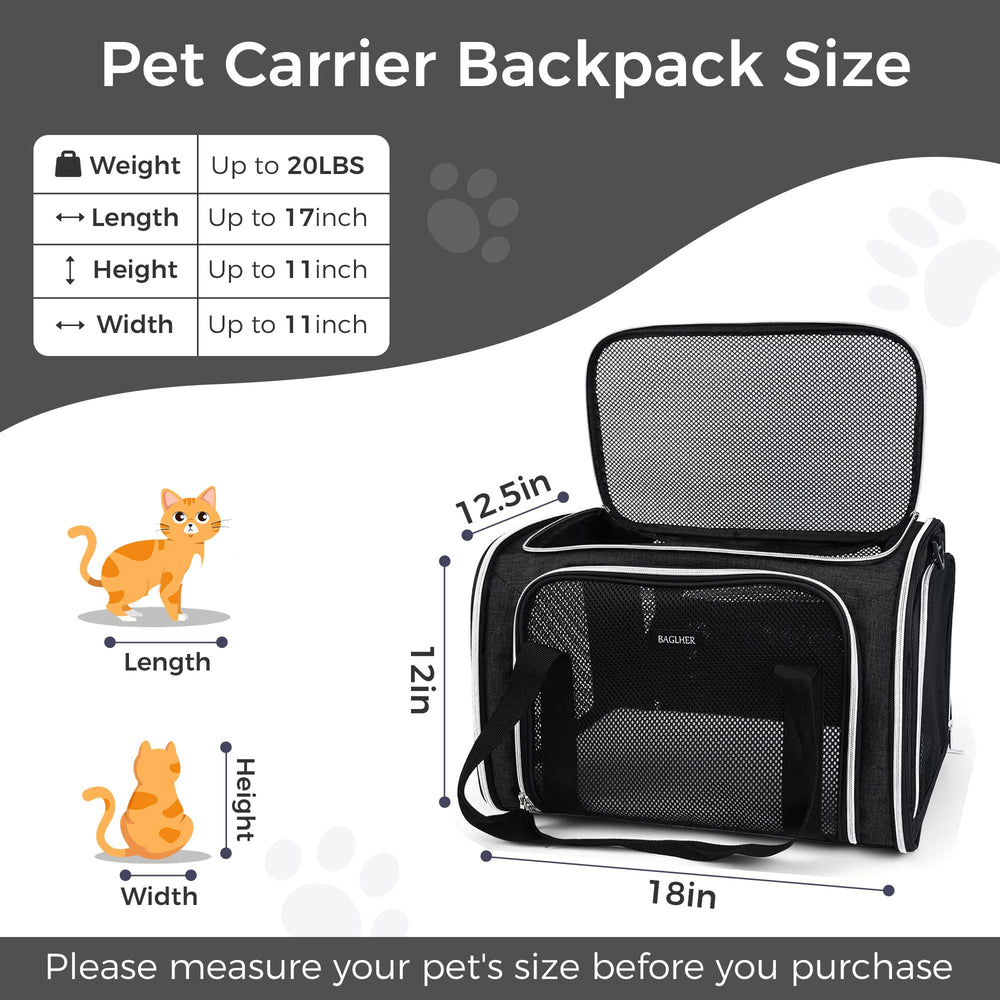 Baglher transportín blando aprobado por aerolíneas para viajar con mascotas.