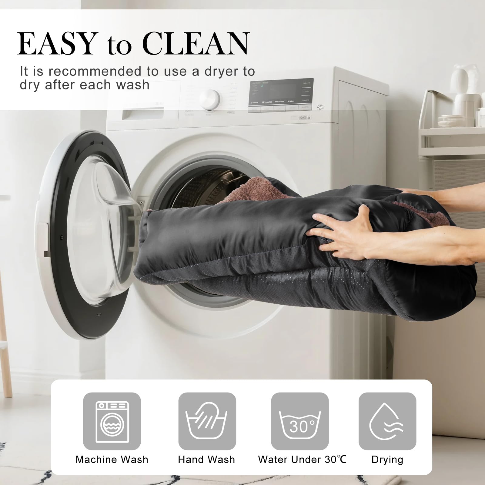 Cama BAILARY lavable a mano o a máquina para limpieza fácil.