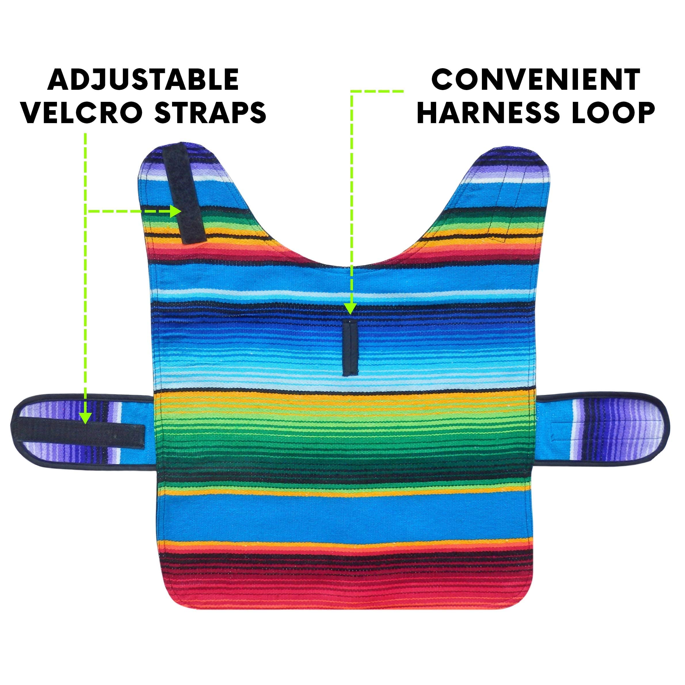 Baja Ponchos serape azul externo muestra textura artesanal y duradera.