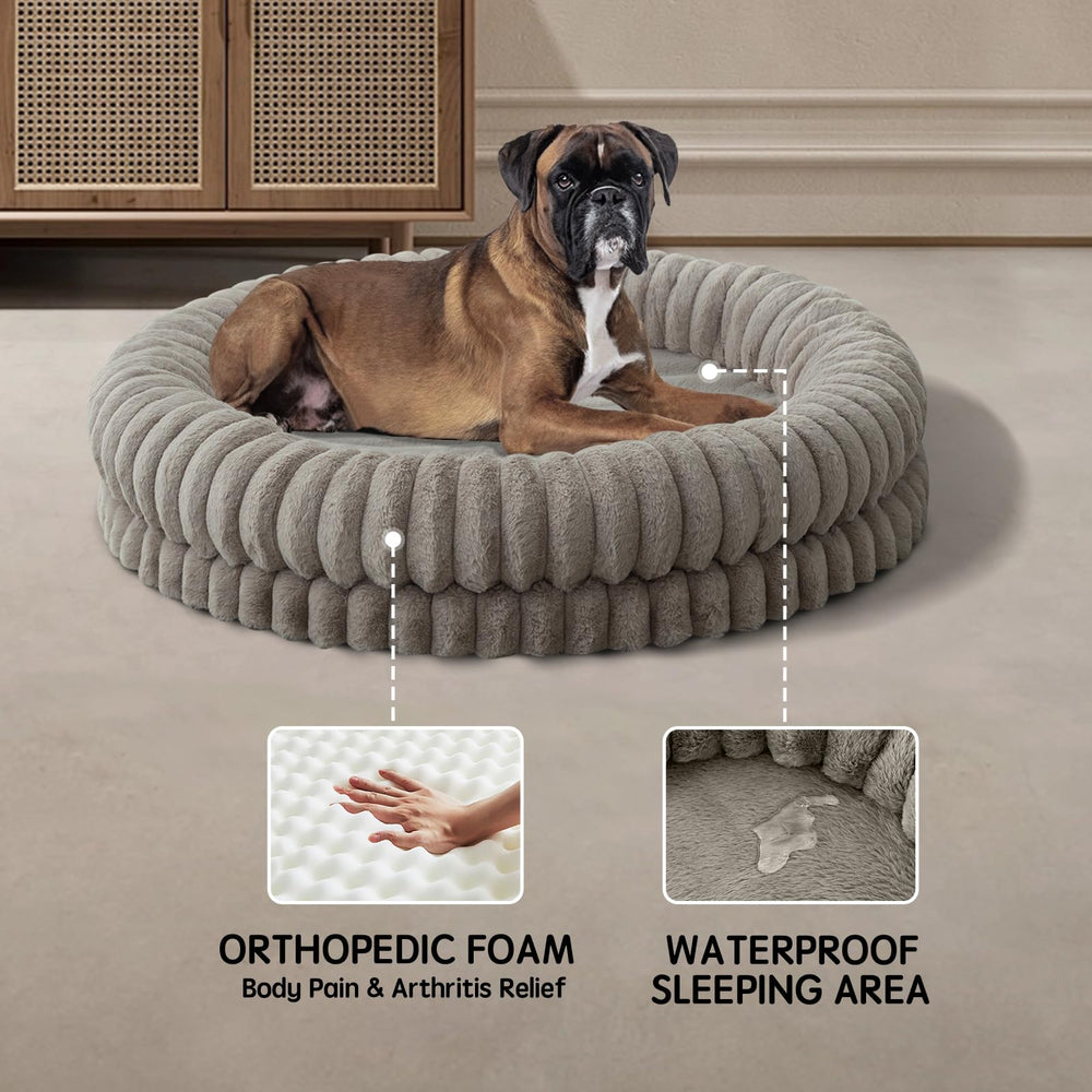 BALANCE cama-donut-perro-43p-tapizado-plush-sin-pelo-suelto: tapizado suave y limpio