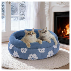 Cama BALANCE redonda azul de 20 pulgadas para gatos pequeños y confortables.