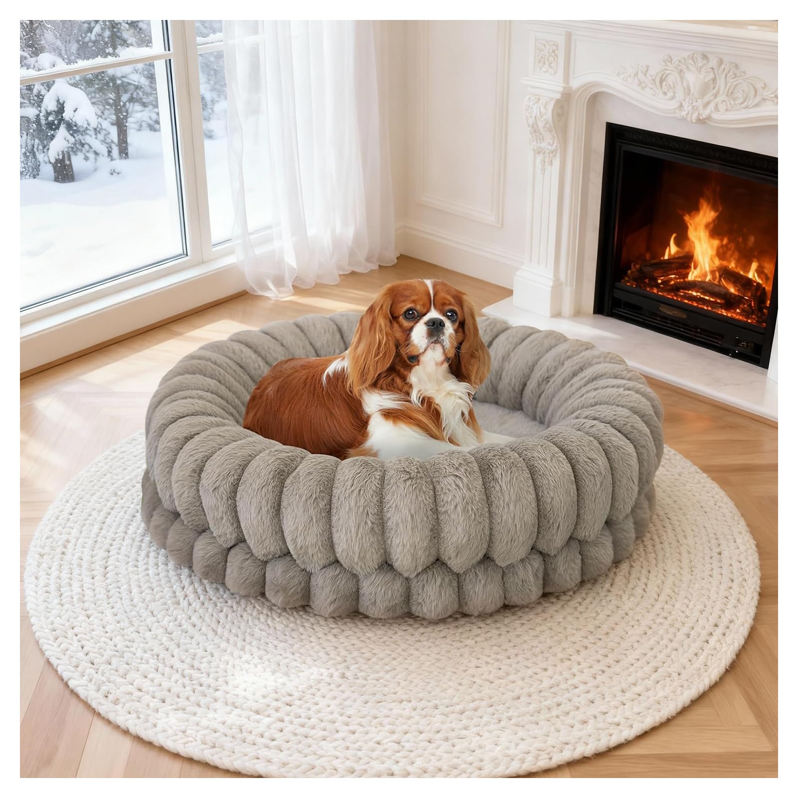 BALANCE cama para perros rosquilla de 23 pulgadas, soporte cómodo para dormir