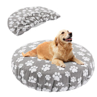 BALAPET funda cama perro redonda con huellas, suave y duradera para descanso cómodo.