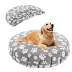 BALAPET funda cama perro redonda con huellas, suave y duradera para descanso cómodo.