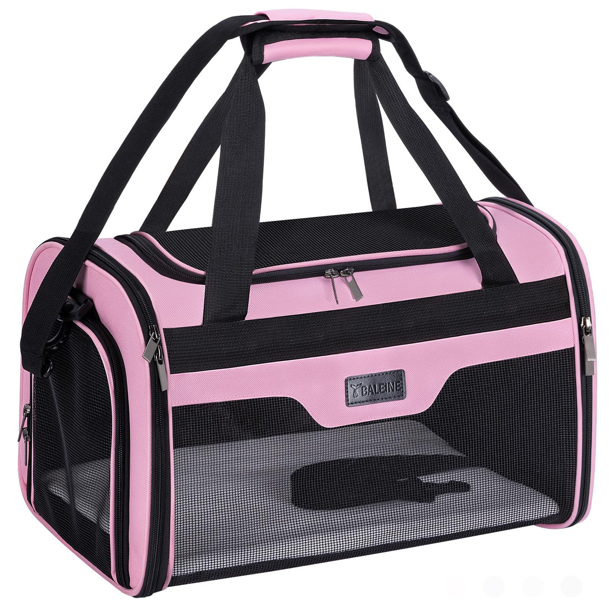 BALEINE bolsa transporte gato rosa plegable para viajar con comodidad.