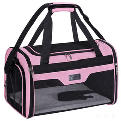 BALEINE bolsa transporte gato rosa plegable para viajar con comodidad.