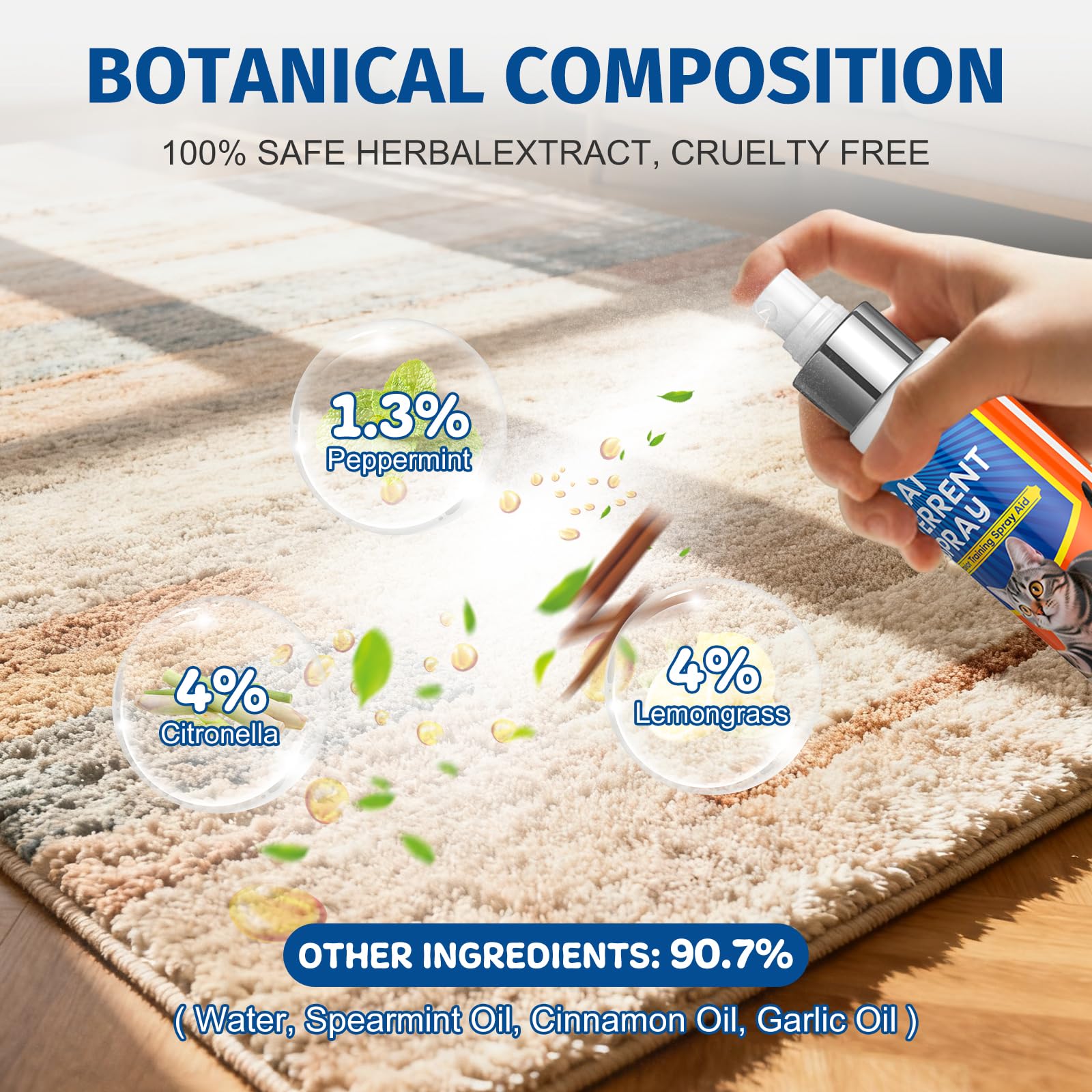 Ballsill Deterrente muestra etiqueta de aceites naturales menta y citronela.