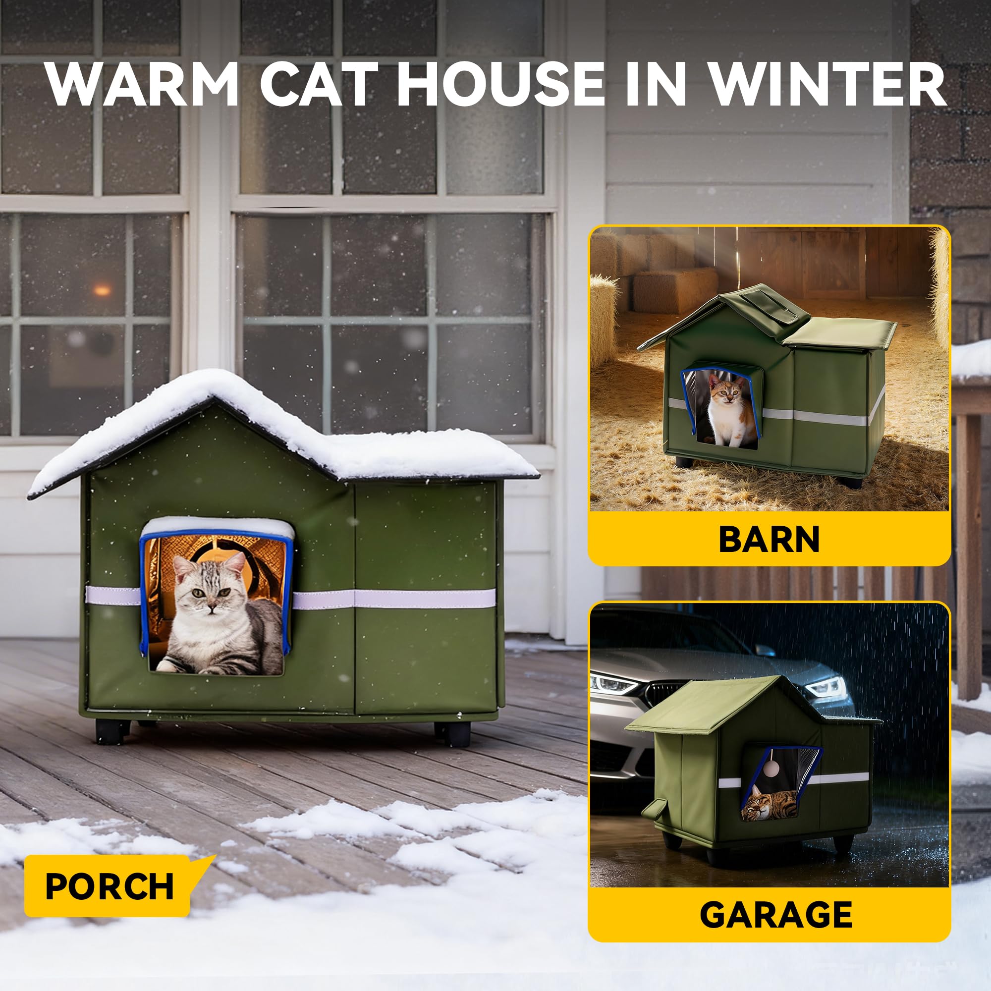 Banxye casa gatos impermeable con techo resistente para lluvia