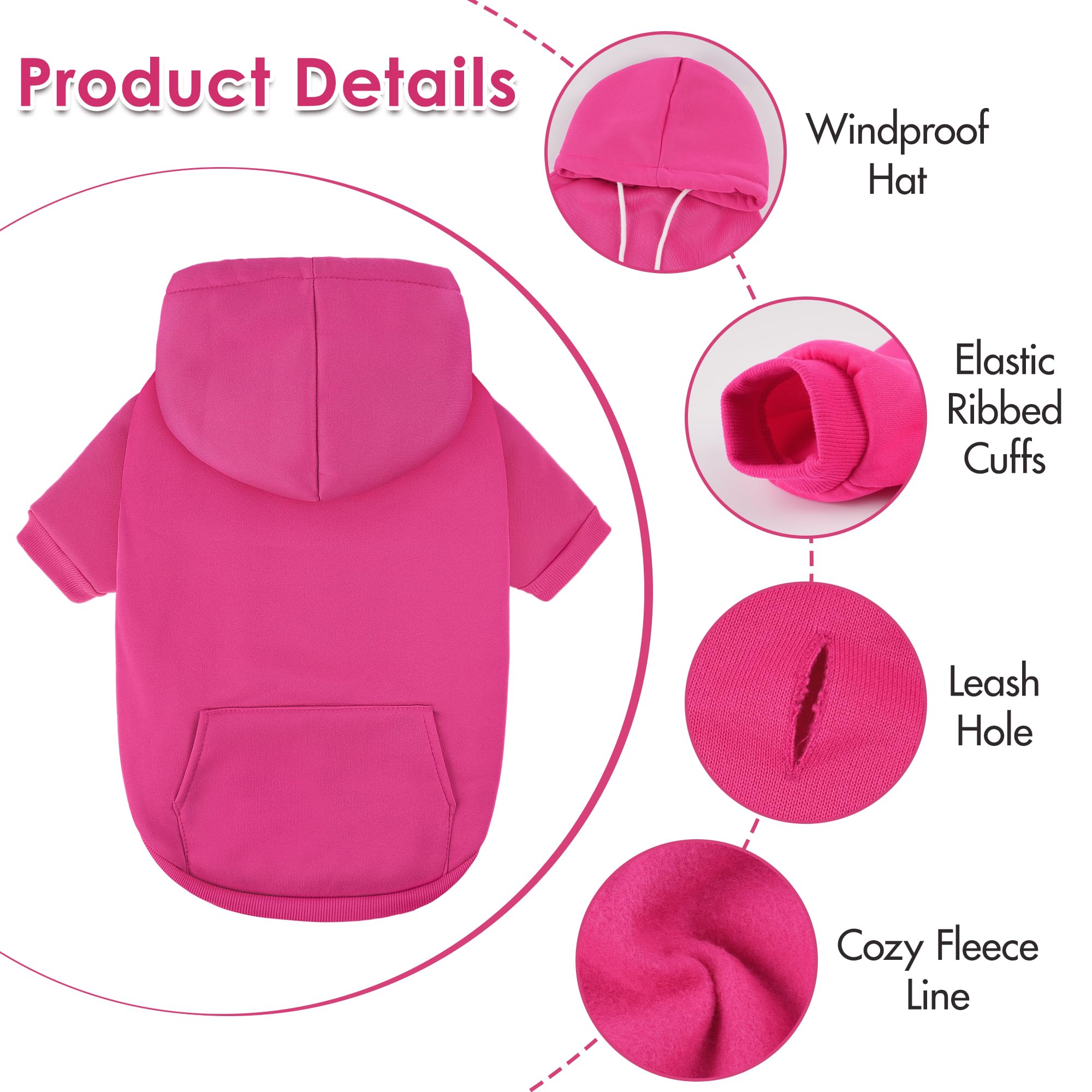Baobecute sudadera para perro básica rosada, trasera, protege del frío sin perder elegancia.