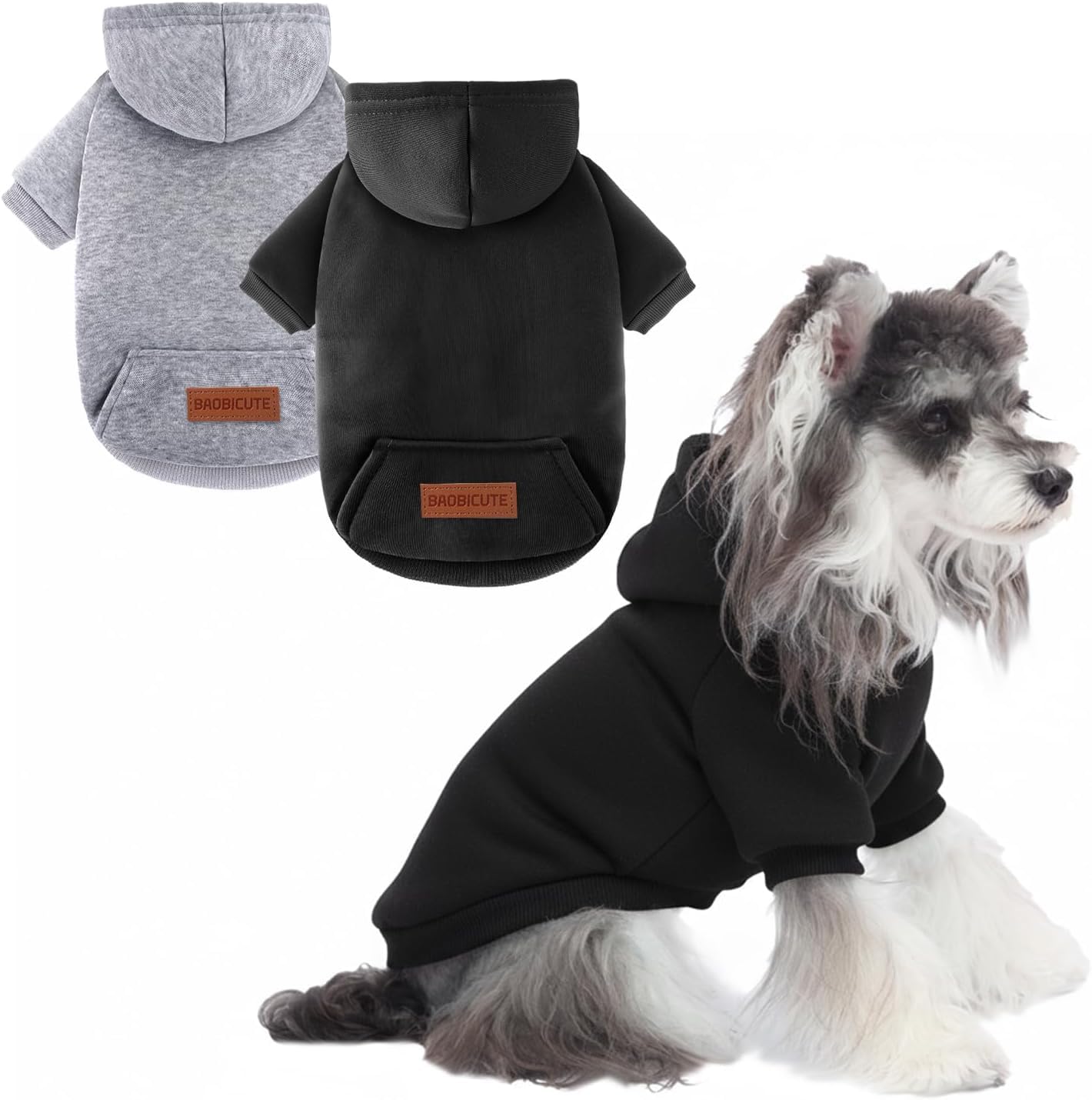 Baobicute 2-pack sudaderas con capucha para perros pequeños, cálidas y cómodas
