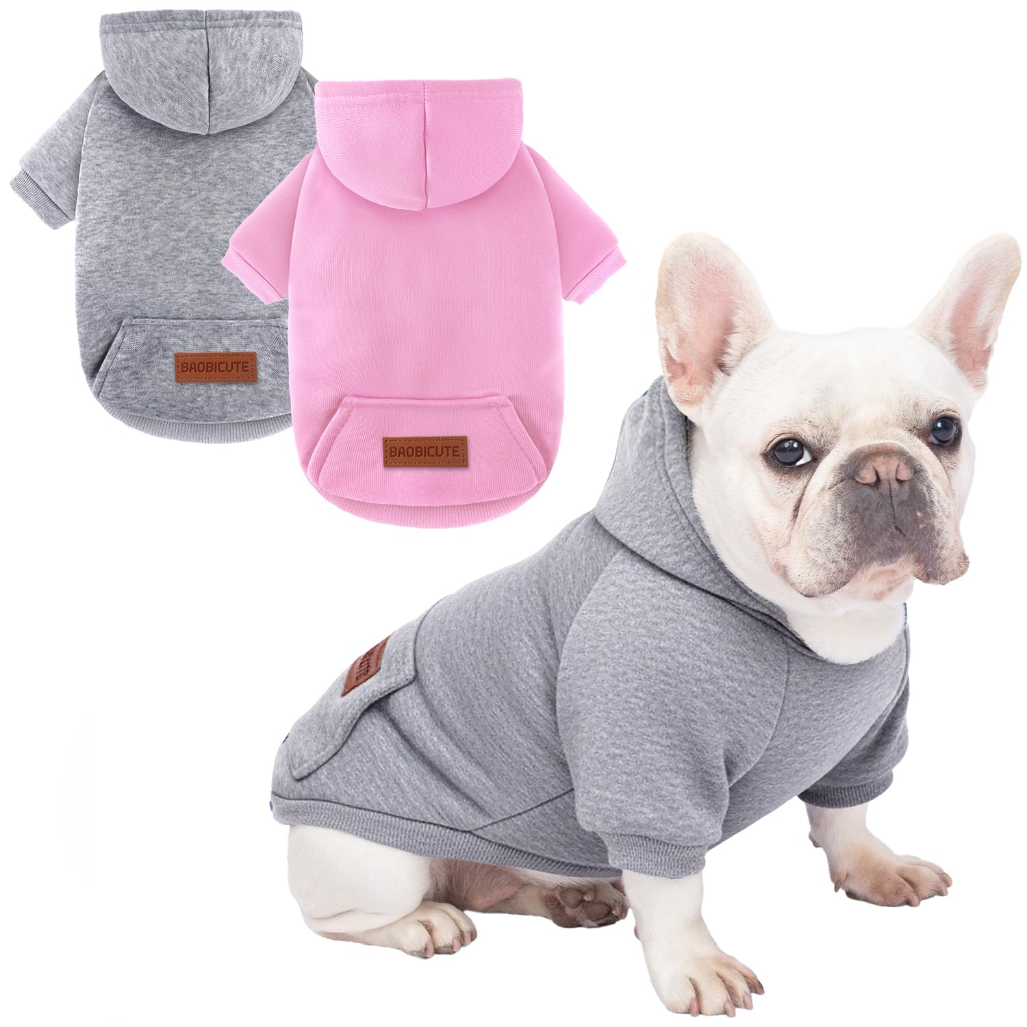BAOBICUTE chaqueta para perros con capucha y bolsillo, ideal para paseos con snacks.