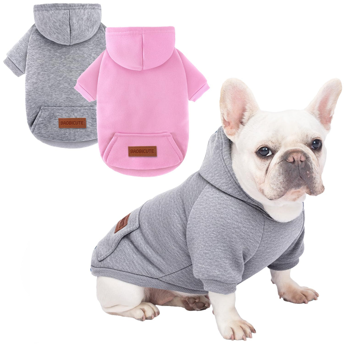 BAOBICUTE chaqueta para perros con capucha y bolsillo, ideal para paseos con snacks.