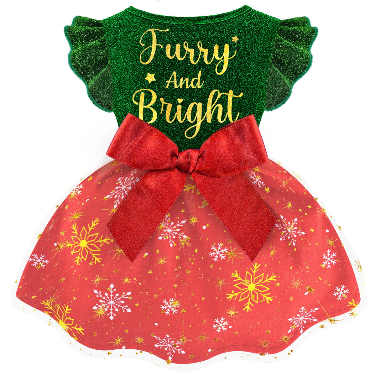 Baobicute vestido navideño para perro con volantes, ideal para fiestas festivas.