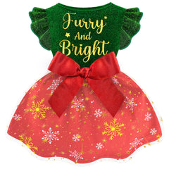 Baobicute vestido navideño para perro con volantes, ideal para fiestas festivas.