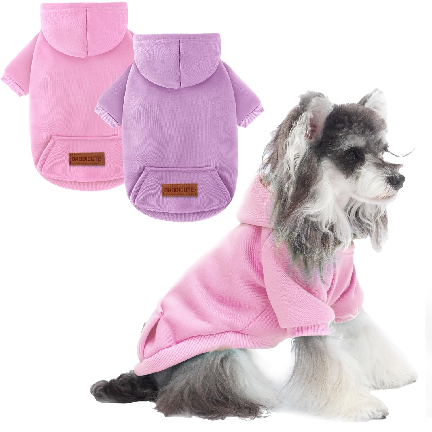 Baobicute doble pack sudadera con capucha para perros, ideal para paseos fríos