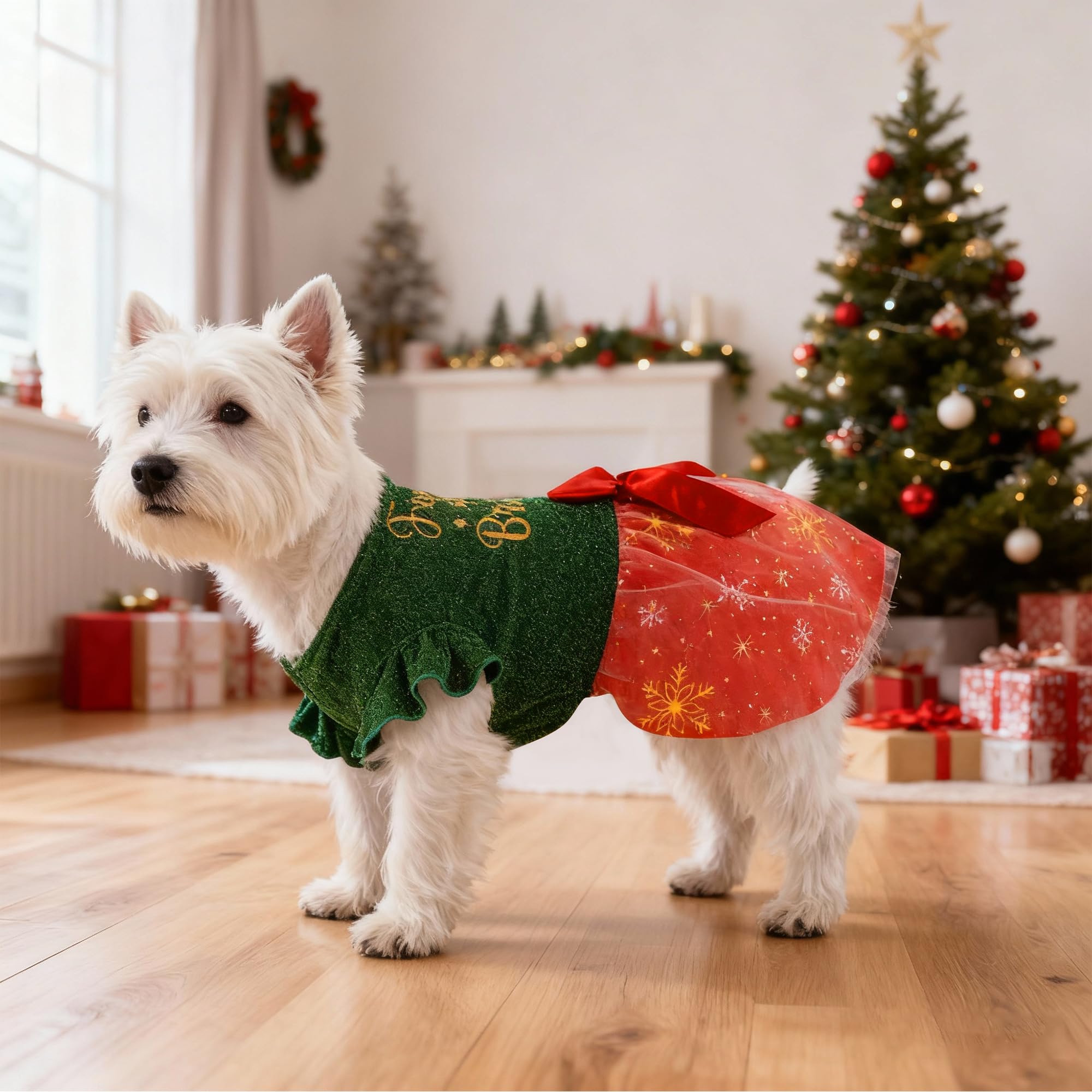 Baobicute conjunto navideño para perro, lazo elegante para sesión de fotos.